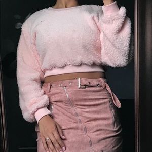 Pink Fuzzy Crop Top